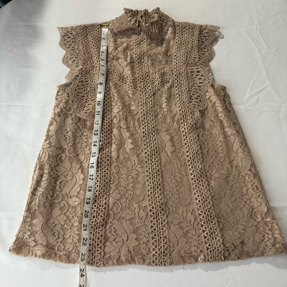 Cable & Gage Lace Sleeveless top size Sm Romantic Victorian Lined Champagne - Picture 6 of 9